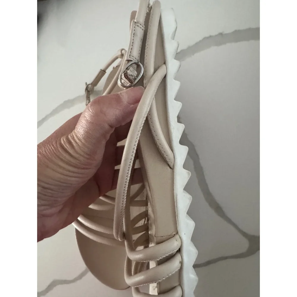 Marc Fisher Joylyn Nude Strappy‎ Sawtooth Platform Sandals Beige Womens 9.5M